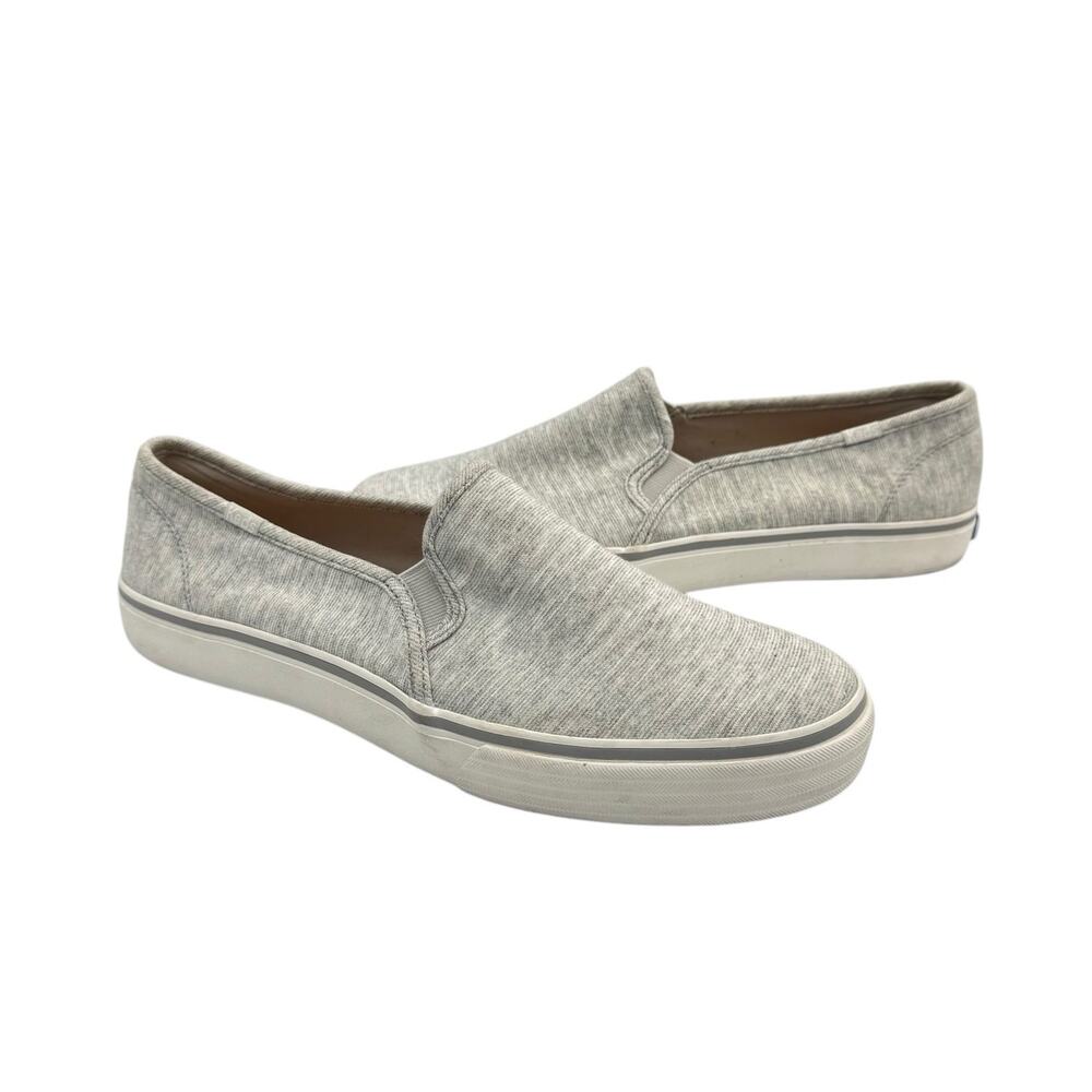 Keds Double Decker Heather Gray Neutral Fabric Slip On Fashion Comfort Sneakers